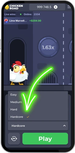 Juster vanskelighetsgraden i Chicken Road game