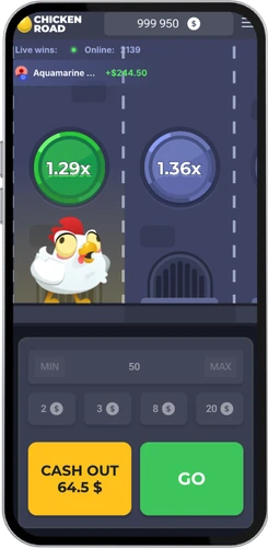 Chicken Road spillskjerm med kylling ved start og multiplikator 1.29x