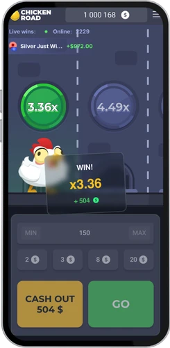 Gevinst på x3.36 i Chicken Road med Cash Out på 504 i innsats